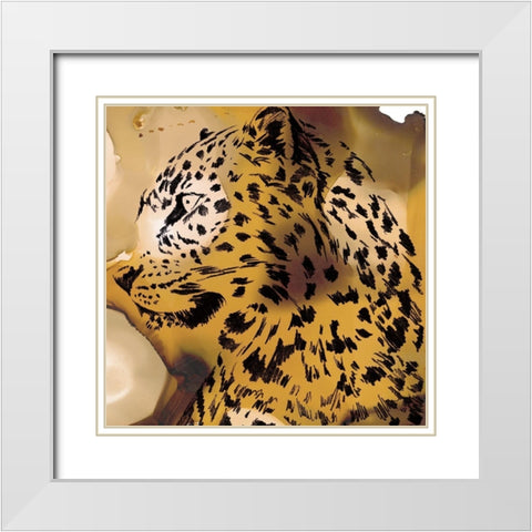 Leopard Portrait I White Modern Wood Framed Art Print with Double Matting by Parker, Jennifer Paxton