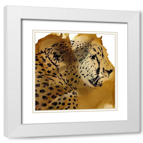 Leopard Portrait II White Modern Wood Framed Art Print with Double Matting by Parker, Jennifer Paxton