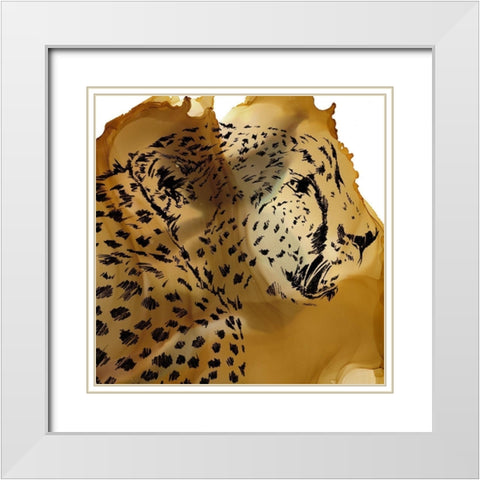 Leopard Portrait II White Modern Wood Framed Art Print with Double Matting by Parker, Jennifer Paxton