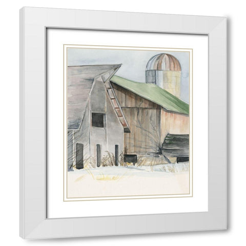 3-UP Winter Barn II White Modern Wood Framed Art Print with Double Matting by Parker, Jennifer Paxton
