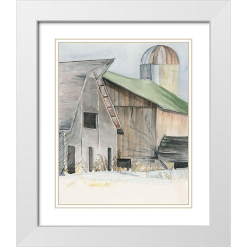 3-UP Winter Barn II White Modern Wood Framed Art Print with Double Matting by Parker, Jennifer Paxton