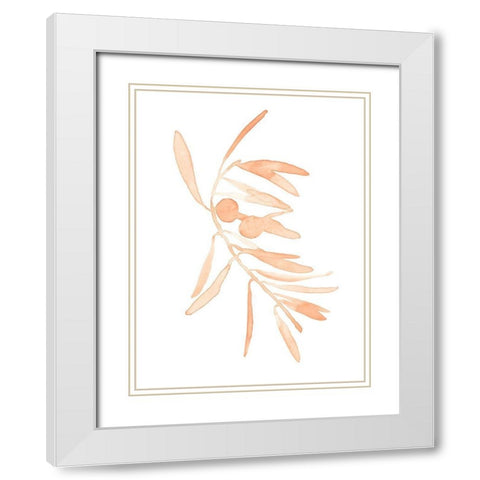 Blush Olive Branch I White Modern Wood Framed Art Print with Double Matting by Scarvey, Emma