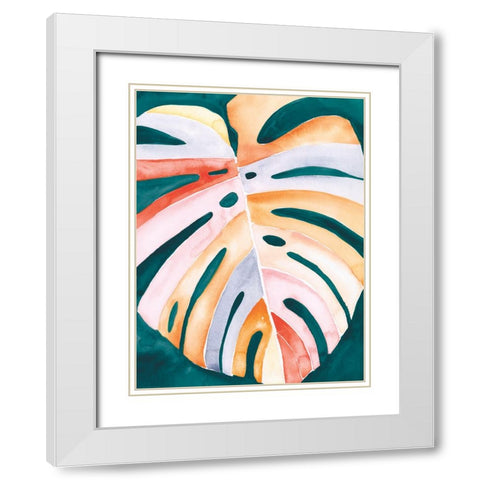 Multicolor Monstera I White Modern Wood Framed Art Print with Double Matting by Parker, Jennifer Paxton