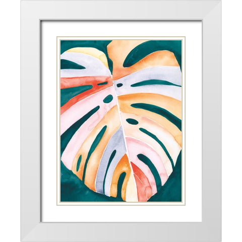 Multicolor Monstera I White Modern Wood Framed Art Print with Double Matting by Parker, Jennifer Paxton