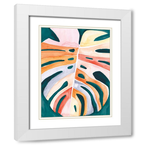Multicolor Monstera II White Modern Wood Framed Art Print with Double Matting by Parker, Jennifer Paxton