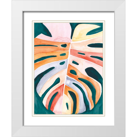 Multicolor Monstera II White Modern Wood Framed Art Print with Double Matting by Parker, Jennifer Paxton