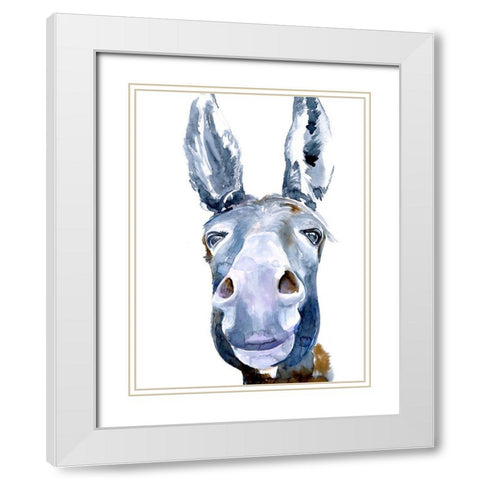 Sweet Donkey I White Modern Wood Framed Art Print with Double Matting by Parker, Jennifer Paxton
