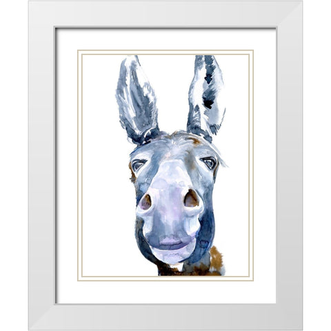 Sweet Donkey I White Modern Wood Framed Art Print with Double Matting by Parker, Jennifer Paxton