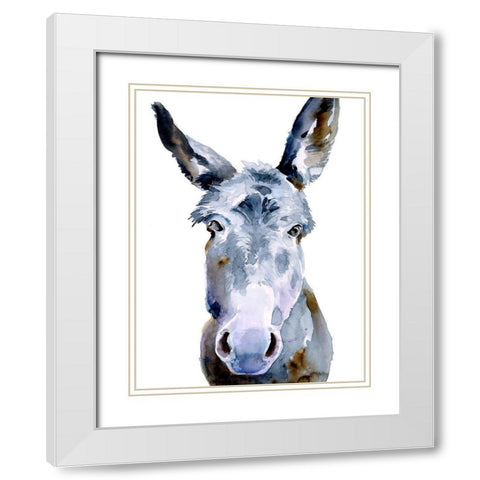 Sweet Donkey II White Modern Wood Framed Art Print with Double Matting by Parker, Jennifer Paxton