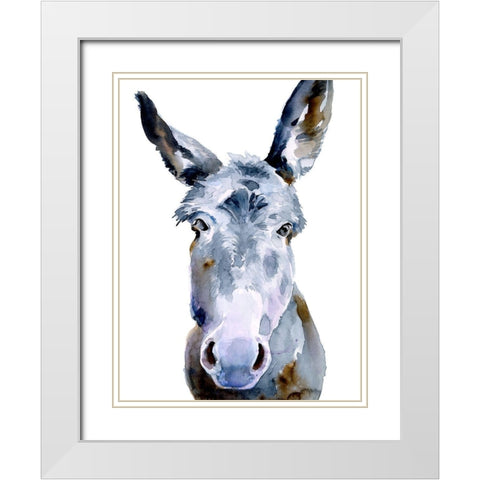 Sweet Donkey II White Modern Wood Framed Art Print with Double Matting by Parker, Jennifer Paxton