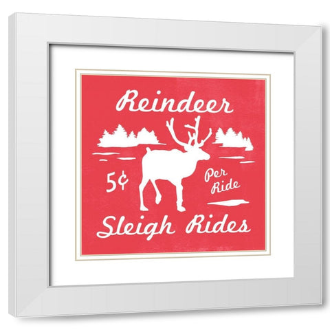 Reindeer Rides II White Modern Wood Framed Art Print with Double Matting by Scarvey, Emma