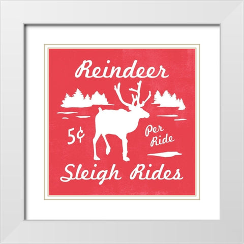 Reindeer Rides II White Modern Wood Framed Art Print with Double Matting by Scarvey, Emma