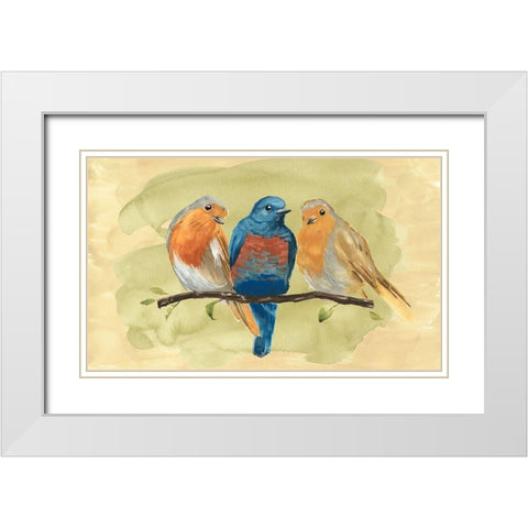 Bird Perch II White Modern Wood Framed Art Print with Double Matting by Warren, Annie