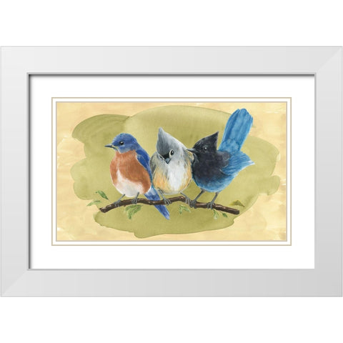 Bird Perch III White Modern Wood Framed Art Print with Double Matting by Warren, Annie