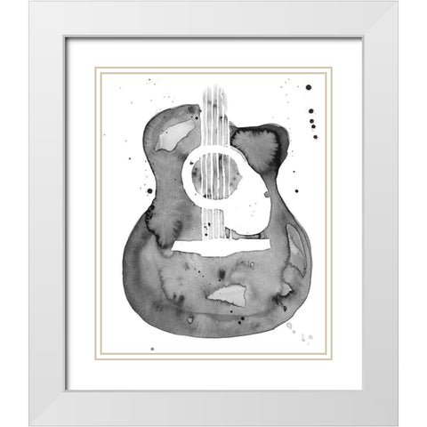Guitar Flow I White Modern Wood Framed Art Print with Double Matting by Warren, Annie