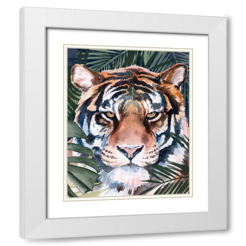 Jungle Cat I White Modern Wood Framed Art Print with Double Matting by Parker, Jennifer Paxton