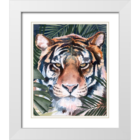 Jungle Cat I White Modern Wood Framed Art Print with Double Matting by Parker, Jennifer Paxton
