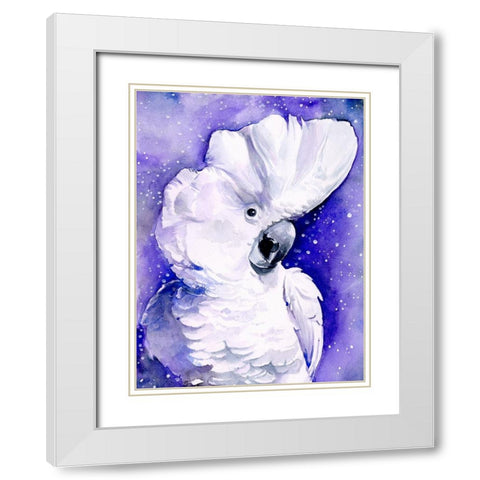 Celestial Cockatoos I White Modern Wood Framed Art Print with Double Matting by Parker, Jennifer Paxton