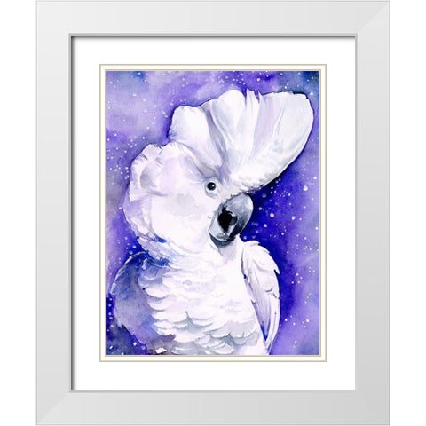 Celestial Cockatoos I White Modern Wood Framed Art Print with Double Matting by Parker, Jennifer Paxton