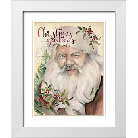 Christmas Greetings I White Modern Wood Framed Art Print with Double Matting by Parker, Jennifer Paxton