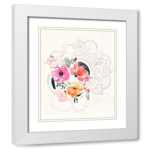 Mandala Bouquet I White Modern Wood Framed Art Print with Double Matting by Parker, Jennifer Paxton