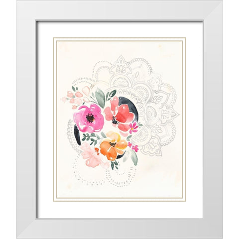Mandala Bouquet I White Modern Wood Framed Art Print with Double Matting by Parker, Jennifer Paxton