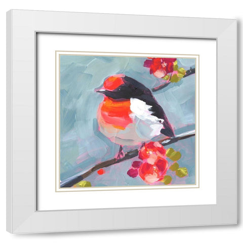 Brushstroke Bird I White Modern Wood Framed Art Print with Double Matting by Parker, Jennifer Paxton