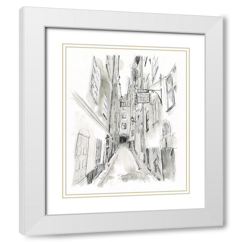 European City Sketch I White Modern Wood Framed Art Print with Double Matting by Vess, June Erica