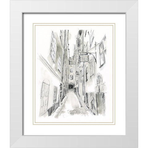 European City Sketch I White Modern Wood Framed Art Print with Double Matting by Vess, June Erica