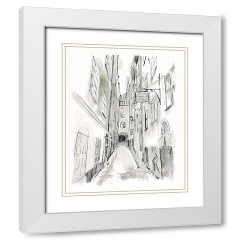 European City Sketch I White Modern Wood Framed Art Print with Double Matting by Vess, June Erica
