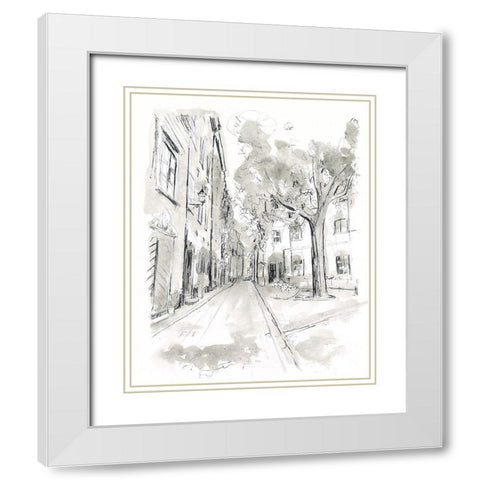 European City Sketch II White Modern Wood Framed Art Print with Double Matting by Vess, June Erica