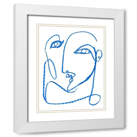 Blue Self I White Modern Wood Framed Art Print with Double Matting by Parker, Jennifer Paxton