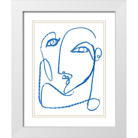 Blue Self I White Modern Wood Framed Art Print with Double Matting by Parker, Jennifer Paxton