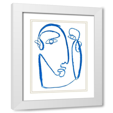 Blue Self II White Modern Wood Framed Art Print with Double Matting by Parker, Jennifer Paxton