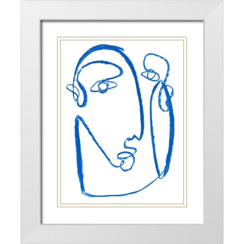 Blue Self II White Modern Wood Framed Art Print with Double Matting by Parker, Jennifer Paxton