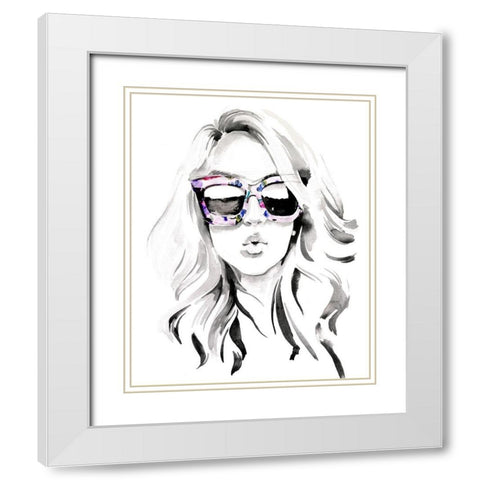 Look into the Sun(Glasses) I White Modern Wood Framed Art Print with Double Matting by Parker, Jennifer Paxton