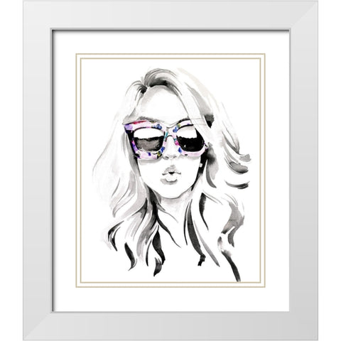 Look into the Sun(Glasses) I White Modern Wood Framed Art Print with Double Matting by Parker, Jennifer Paxton