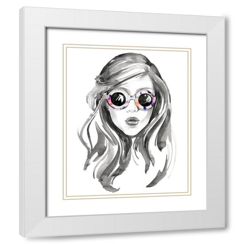 Look into the Sun(Glasses) II White Modern Wood Framed Art Print with Double Matting by Parker, Jennifer Paxton