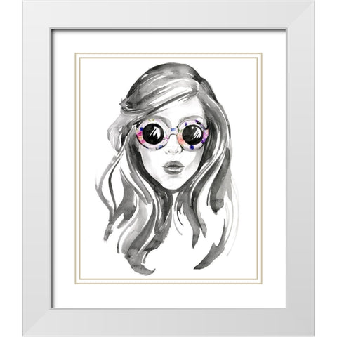 Look into the Sun(Glasses) II White Modern Wood Framed Art Print with Double Matting by Parker, Jennifer Paxton
