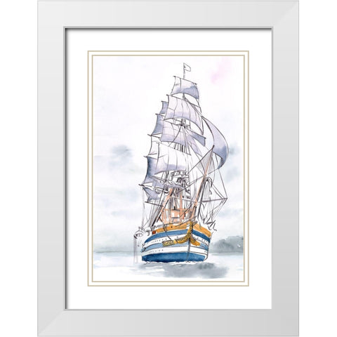 Tall Ship I White Modern Wood Framed Art Print with Double Matting by Parker, Jennifer Paxton