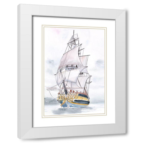 Tall Ship II White Modern Wood Framed Art Print with Double Matting by Parker, Jennifer Paxton