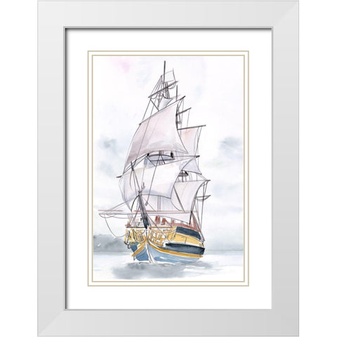 Tall Ship II White Modern Wood Framed Art Print with Double Matting by Parker, Jennifer Paxton