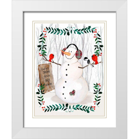 Folk Snowman Forest II White Modern Wood Framed Art Print with Double Matting by Parker, Jennifer Paxton