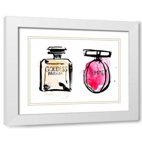 Rose Parfum I White Modern Wood Framed Art Print with Double Matting by Parker, Jennifer Paxton