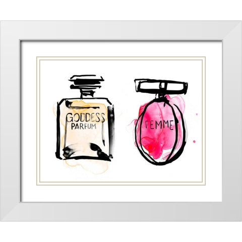Rose Parfum I White Modern Wood Framed Art Print with Double Matting by Parker, Jennifer Paxton