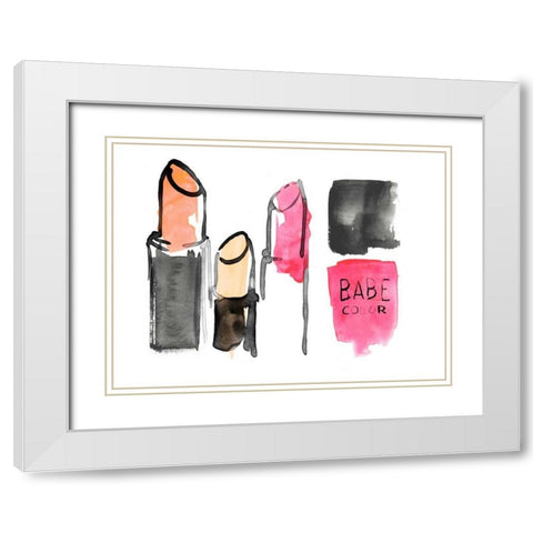 Rose Parfum II White Modern Wood Framed Art Print with Double Matting by Parker, Jennifer Paxton