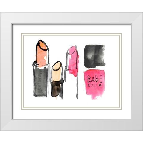 Rose Parfum II White Modern Wood Framed Art Print with Double Matting by Parker, Jennifer Paxton