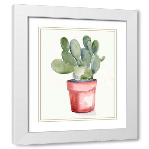 Potted Succulent I White Modern Wood Framed Art Print with Double Matting by Parker, Jennifer Paxton