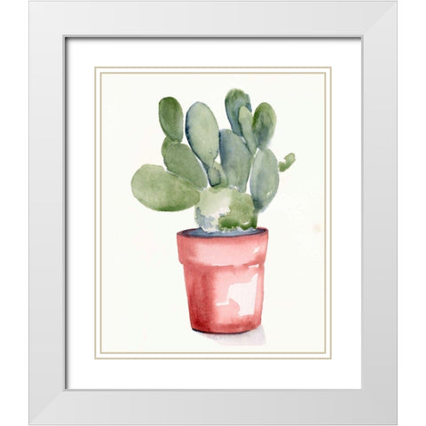 Potted Succulent I White Modern Wood Framed Art Print with Double Matting by Parker, Jennifer Paxton