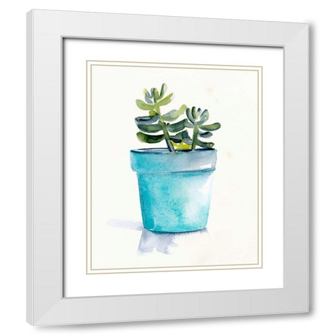 Potted Succulent II White Modern Wood Framed Art Print with Double Matting by Parker, Jennifer Paxton